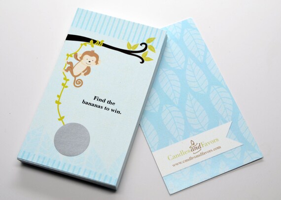 Monkey Boy - Baby Shower Scratch Off Game Pack of 20 Cards Il_570xn