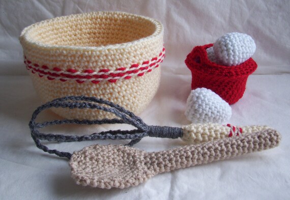 Items Similar To Crochet Play Food....Baking Set On Etsy