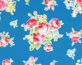 Flower Sugar Spring 2014 Roses on Blue Cotton Fabric by Lecien 30968-70