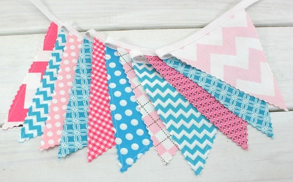 Bunting Banner Fabric Banner Girl Nursery Decor Baby