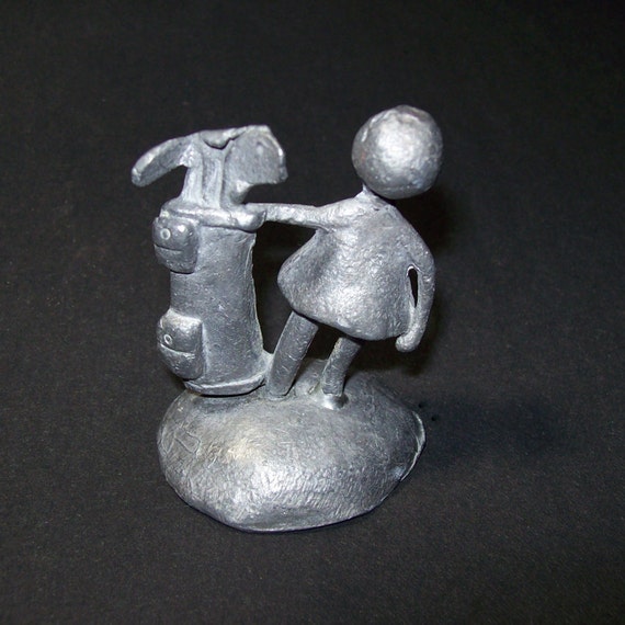 Vintage Pewter People Figurine Signed HUNTER / Vintage Pewter