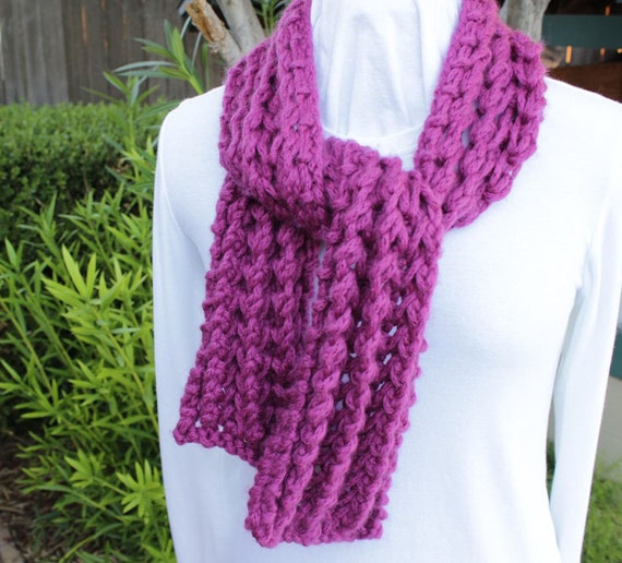 Bright Purple Scarf Chunky Magenta Scarf. Wool Scarves