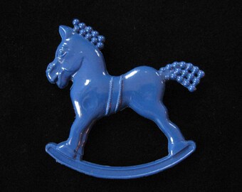 Klik Creation Vintage Plastic Rocking Horse Pin on Original Card