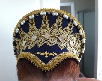 Renaissance, Tudor, Elizabethan, French Hood, Pointed Base & Jeweled Billiments - MADE TO ORDER