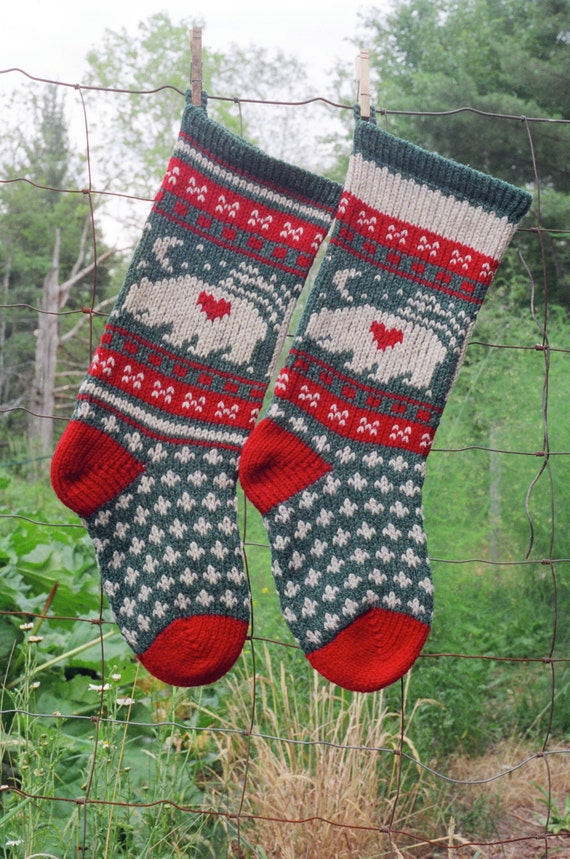 Digital Christmas Stocking Knitting Pattern BEAR Stocking