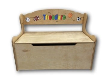 Sport KIds Personalized Toy Box and Deacons Bench