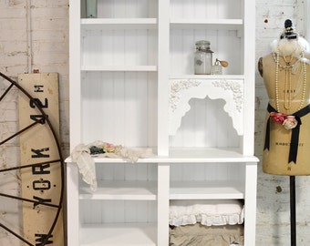 Painted Cottage Chic Shabby White Handmade Bookcase / Display Cabinet BC2000