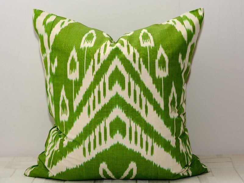 20x20 green ikat green cushion green pillow ikat pillow
