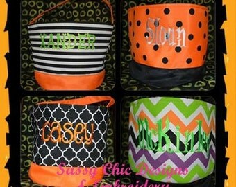 Trick or Treat Bucket/Halloween Bucket/Halloween Bag/Trick or Treat Bag/Trick or Treat Tote/Halloween/Monogrammed Halloween Bucket