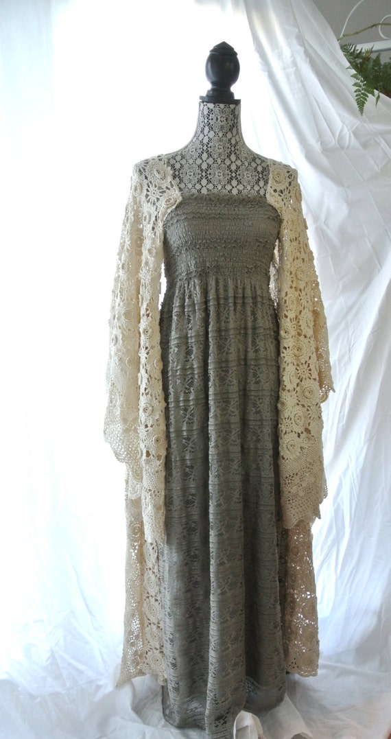 Fall maxi dress Gypsy rose lace crochet dress Bohemian bell