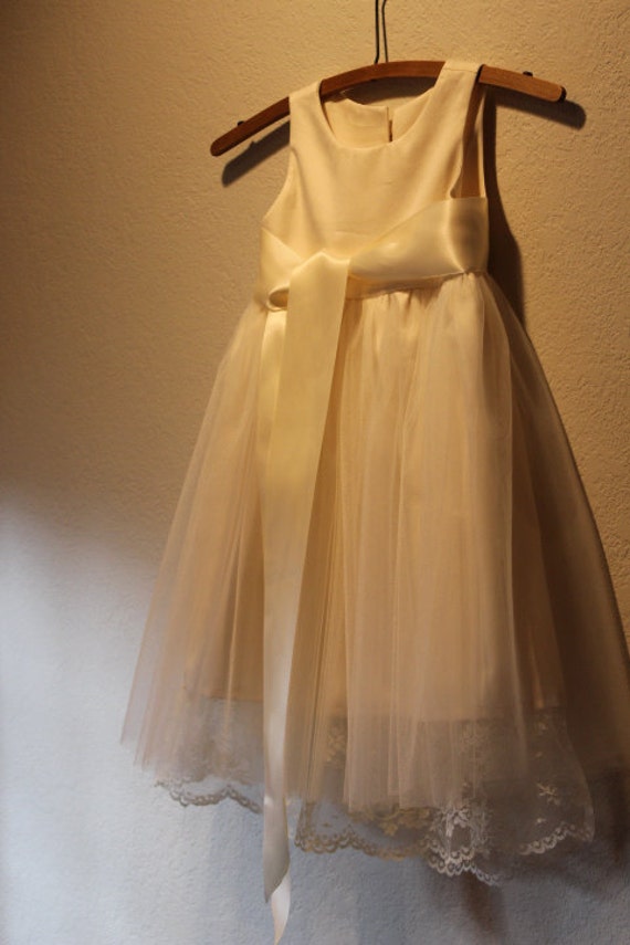 Vintage style flower girl dress organic cotton flower girl