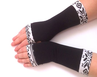Winter gloves with black- white color