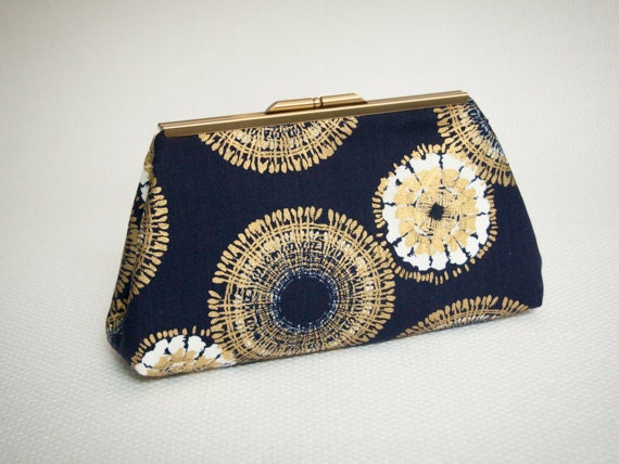 gold and blue clutch