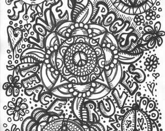 Hippie Custom Coloring Book coloring book pages by DawnCollinsArt