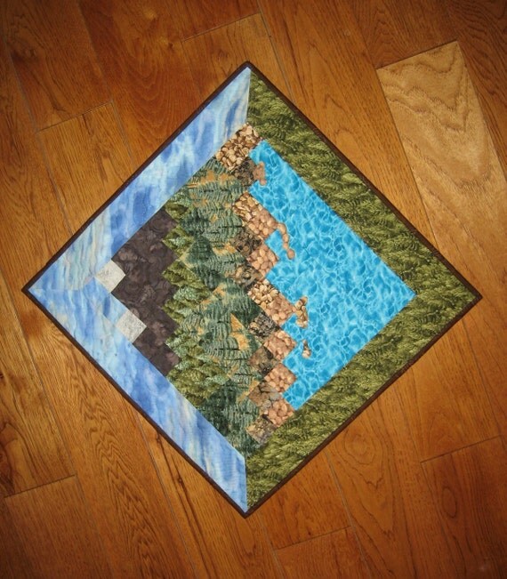 Art Quilt Lake Tahoe Mountains Wall Hanging by TahoeQuilts on Etsy