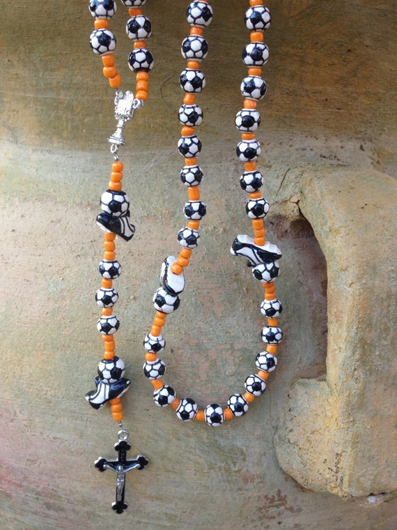 Custom Sports Themed Rosary SOCCER Great by CUSTOMROSARIESbyFitz