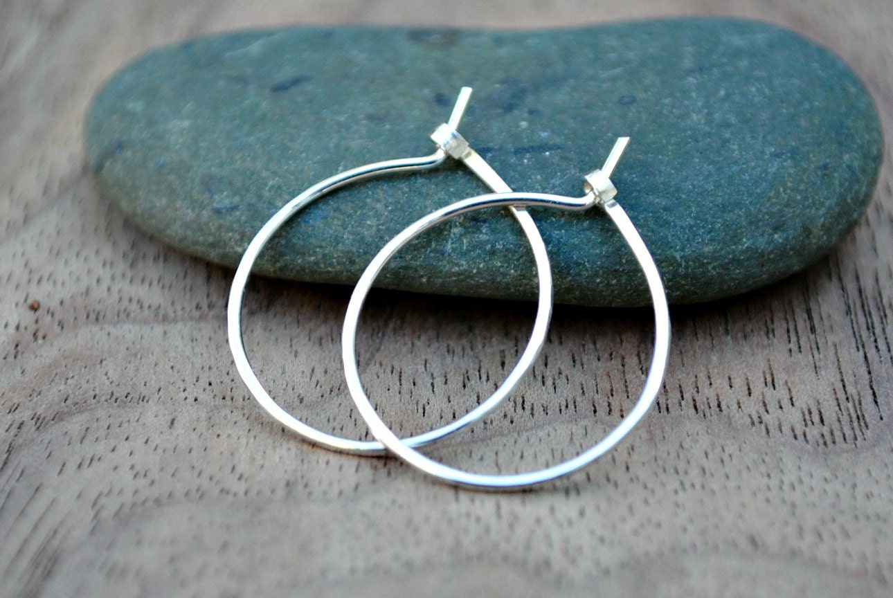 Small thin silver hoop earrings by TiffanyAnneStudios on Etsy