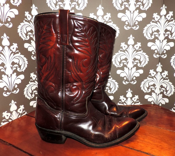 Mason Size 10 E Mens Brown Burgundy Cowboy Boots by VintyThreads