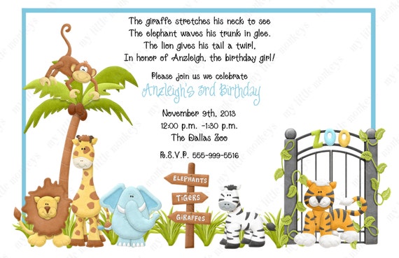 10 Zoo Birthday Invitations with Envelopes. Free by BethCloud723