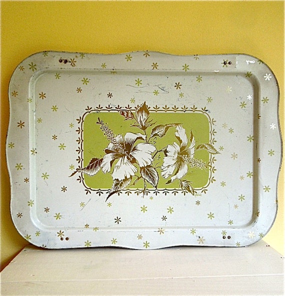 Vintage Metal Bed Tray with Folding Legs by stuartroadvintage