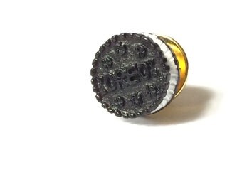 Cookies and Cream Brass Tie Tack, Cookie Lapel Pin, brooch, Miniature Food Pin,  button, brooch, broche