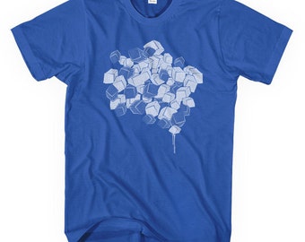 Box Cloud Abstract t-shirt print on royal blue s, m, l, xl