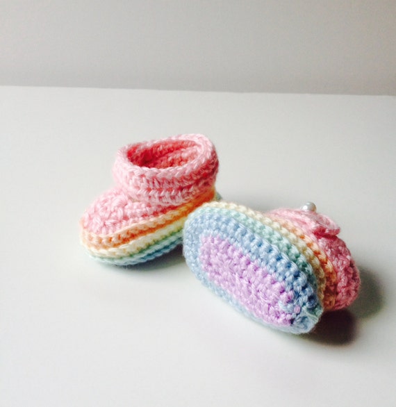 Rainbow Baby Booties Baby Girl Pastel Shoes