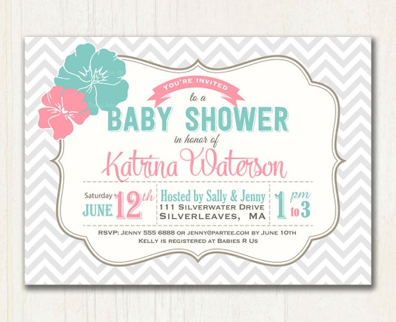 Coral And Teal Baby Shower Invitations 9