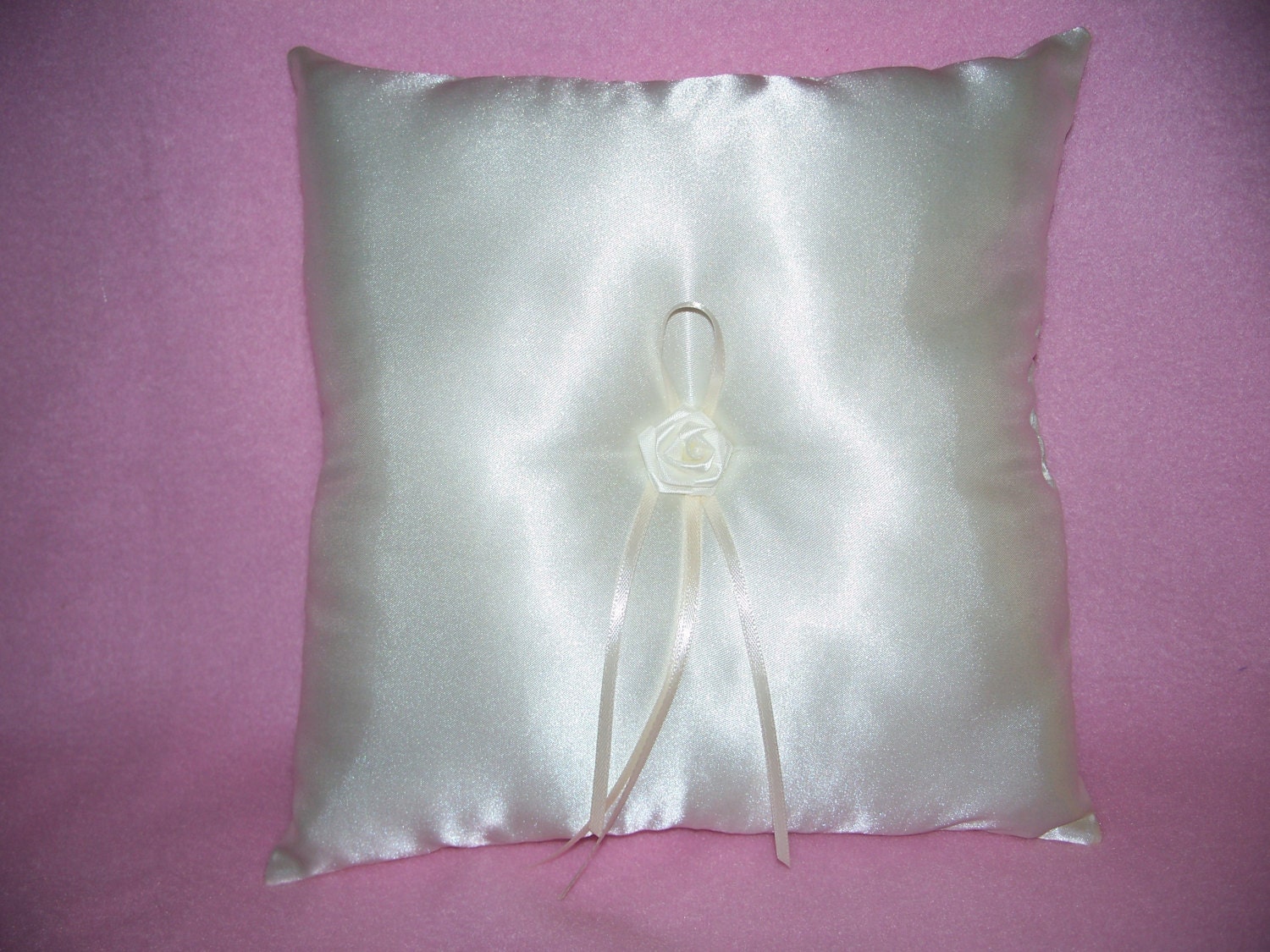 Wedding Ivory Satin Ring Bearer Pillow 9 X 9