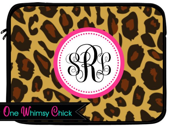 Monogrammed Laptop Case, Leopard Print Macbook, iPad Sleeve Il_570xn