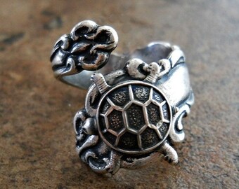 Turtle Spoon Ring, Turtle Ring, Turtle Spoon Ring, Silver Spoon Ring