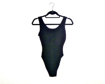 Vintage 90's Jersey Cotton Leotard Onesie in Black Women's Size XS