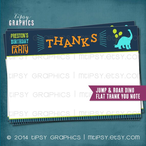 Thank You Note. Dinosaur. Dino Jump & Roar by Tipsy Graphics. Il_570xn