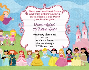 Tea Party Invitation Birthday Princess Tea-Digital File