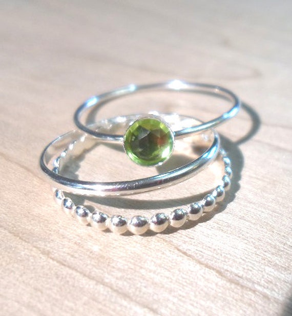 Peridot Ring Peridot Stacking Set Sterling silver peridot