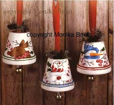 Ring in The Season-Set of Six Bells-Painting Pattern-DIYer-Santa Decoration-Reindeer-Snowmen