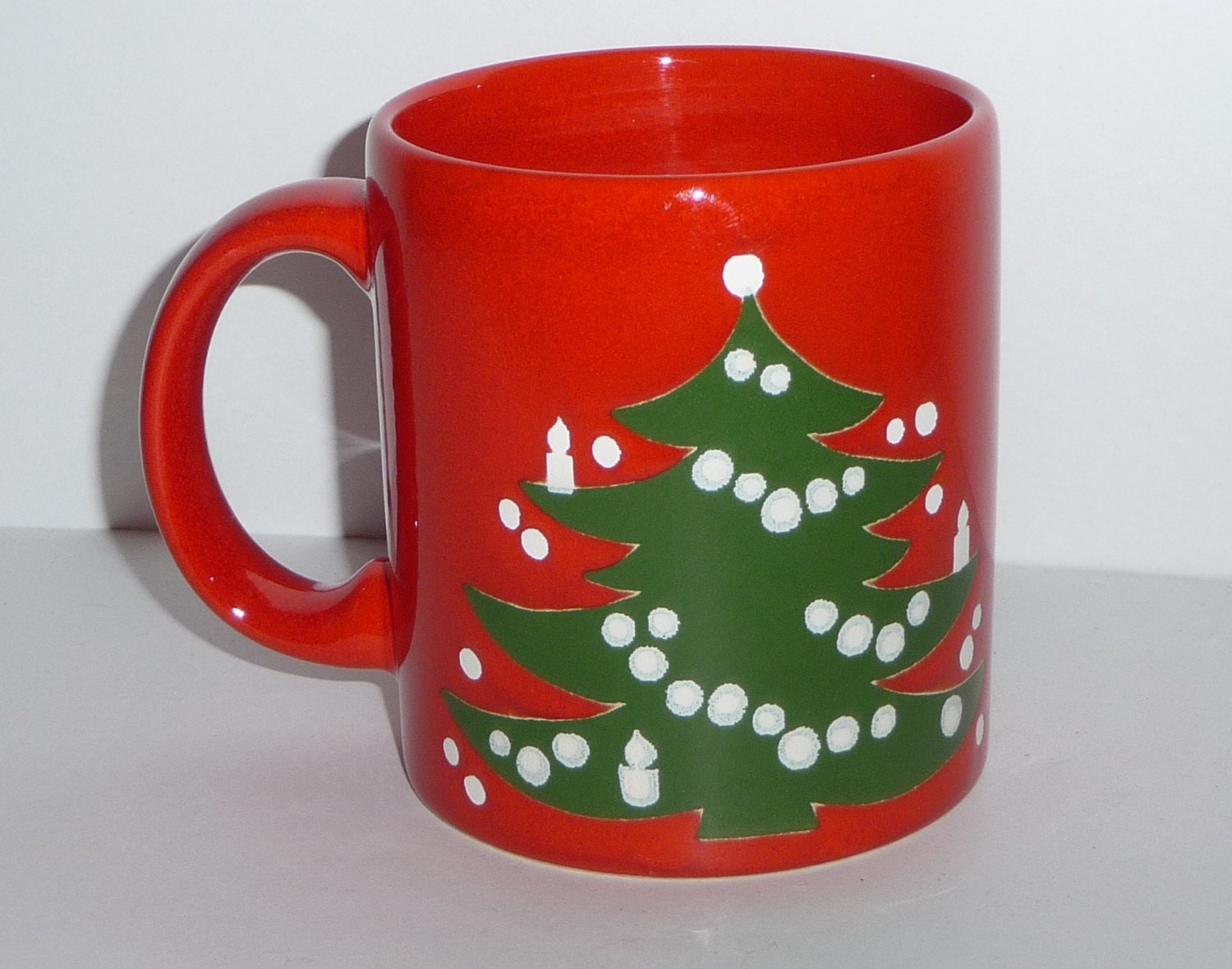 Vintage Waechtersbach Christmas Tree Mug West Germany Red