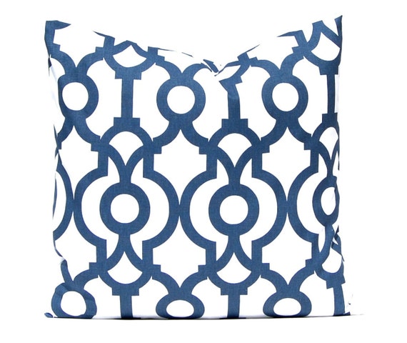 Items similar to Navy Blue Pillow, Modern Trellis Throw Pillow Cover, Decorative Pillow Cover ...
