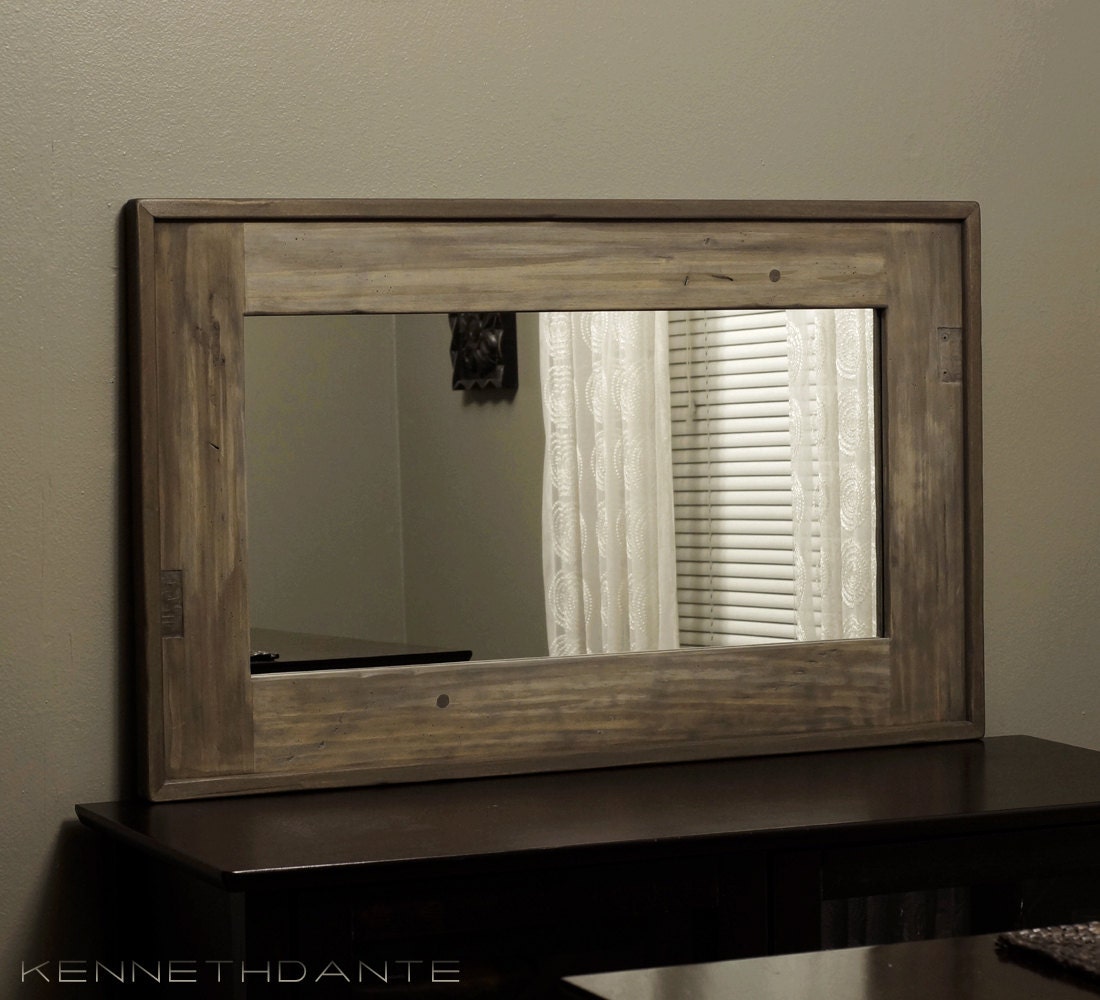 Modern Rustic Mirror Distressed Wood Weathered by KennethDante