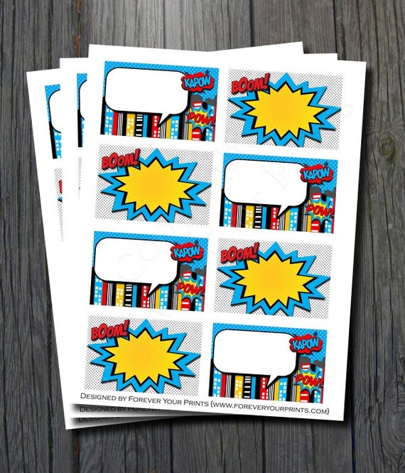 Superhero Buffet Table Labels - Party Favors - INSTANT DOWNLOAD Il_570xn