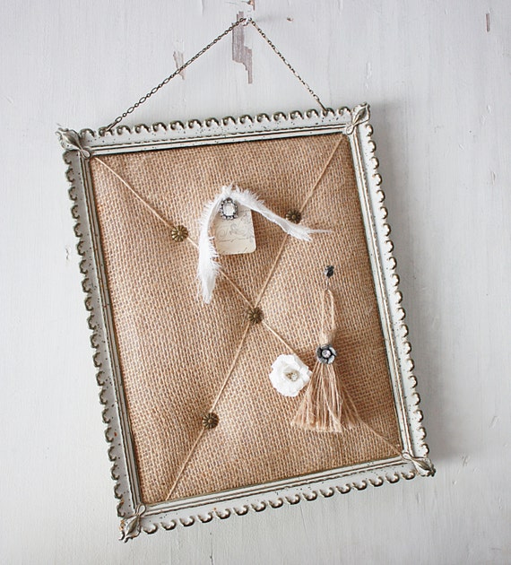 Burlap Memo Board in Vintage Frame