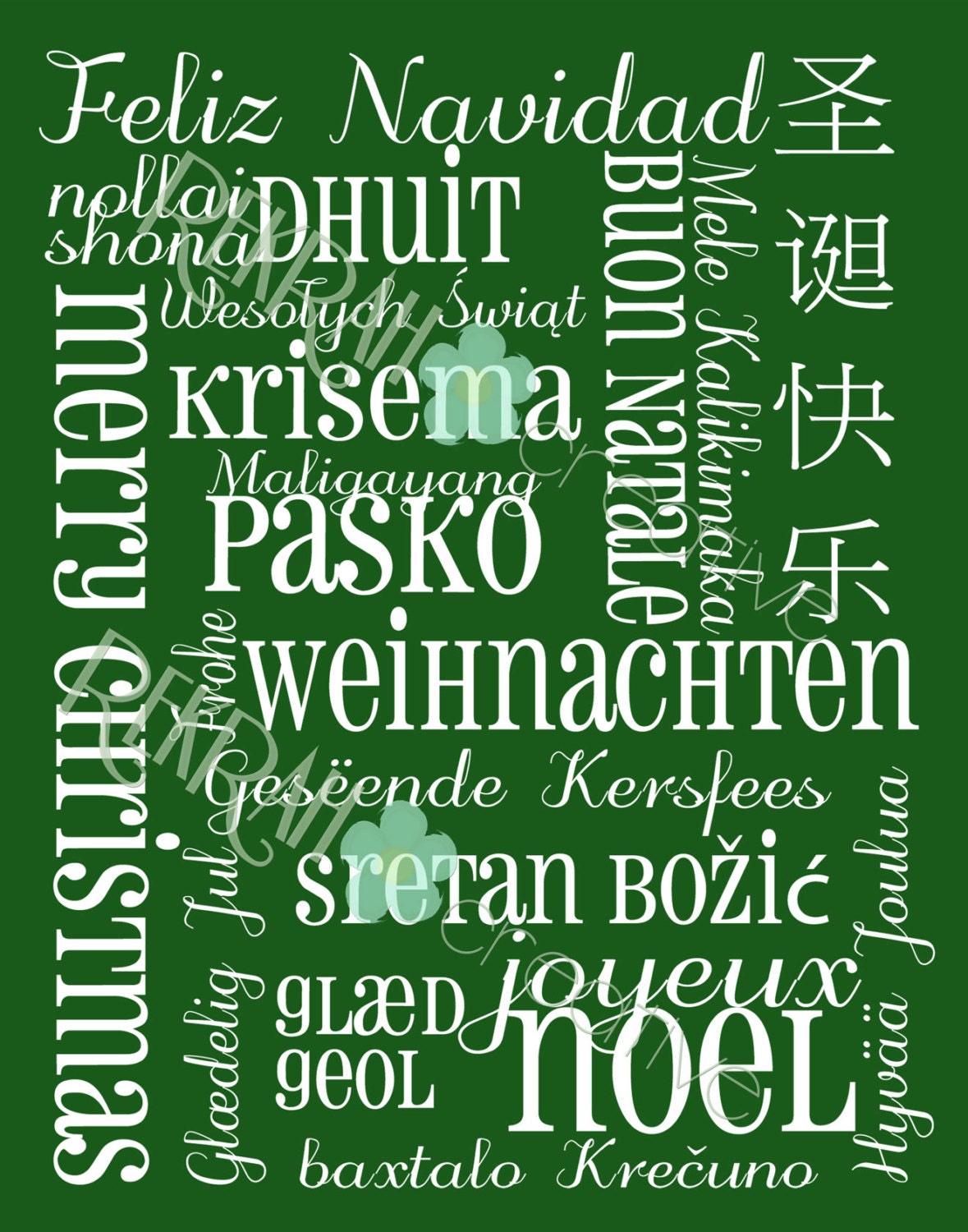 Merry Christmas in different Languages Subway Art PRINTABLE