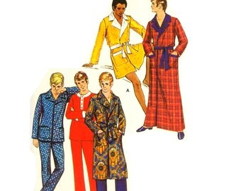 Vintage 1960s Mens Loungewear Pattern Uncut XLarge Chest 46 48 Butterick 5898