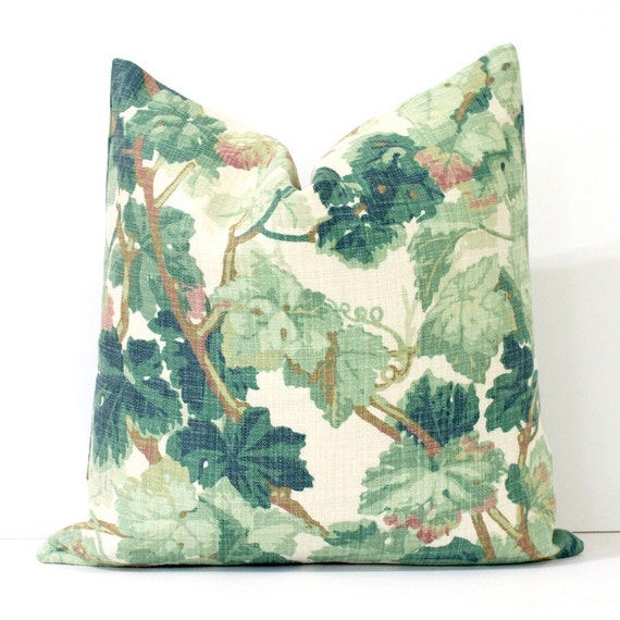 Green Floral Decorative Designer Pillow Cover Accent Cushion