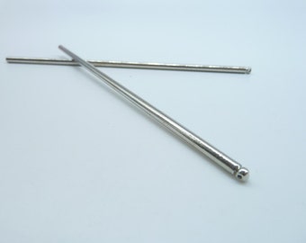 6pcs 3x125mm White K Tone Iron metal hair stick pins with hole c2937