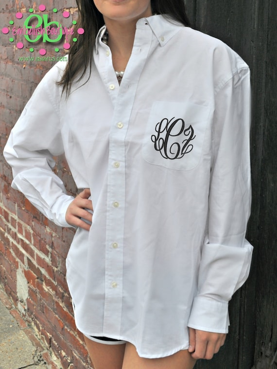 Monogrammed Oversized Mens Shirts for Bridal Parties Button