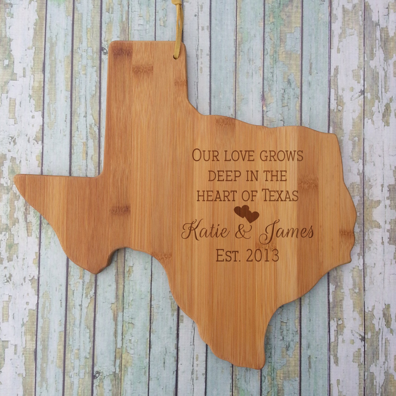 Personalized Texas Cutting Board Sustainable Bamboo Custom