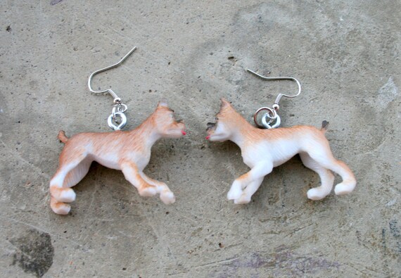 DOG Earrings....plastic. pierced ears. kitsch. by retroandme