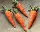 4 Hanging Carrot Ornaments ~ 4 1/2" Long