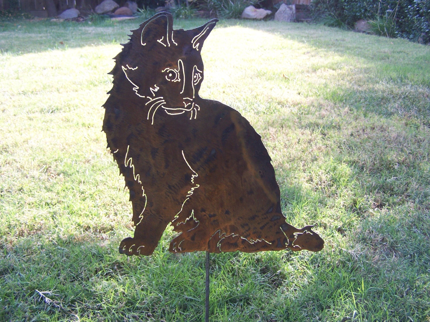 metal cat garden statue